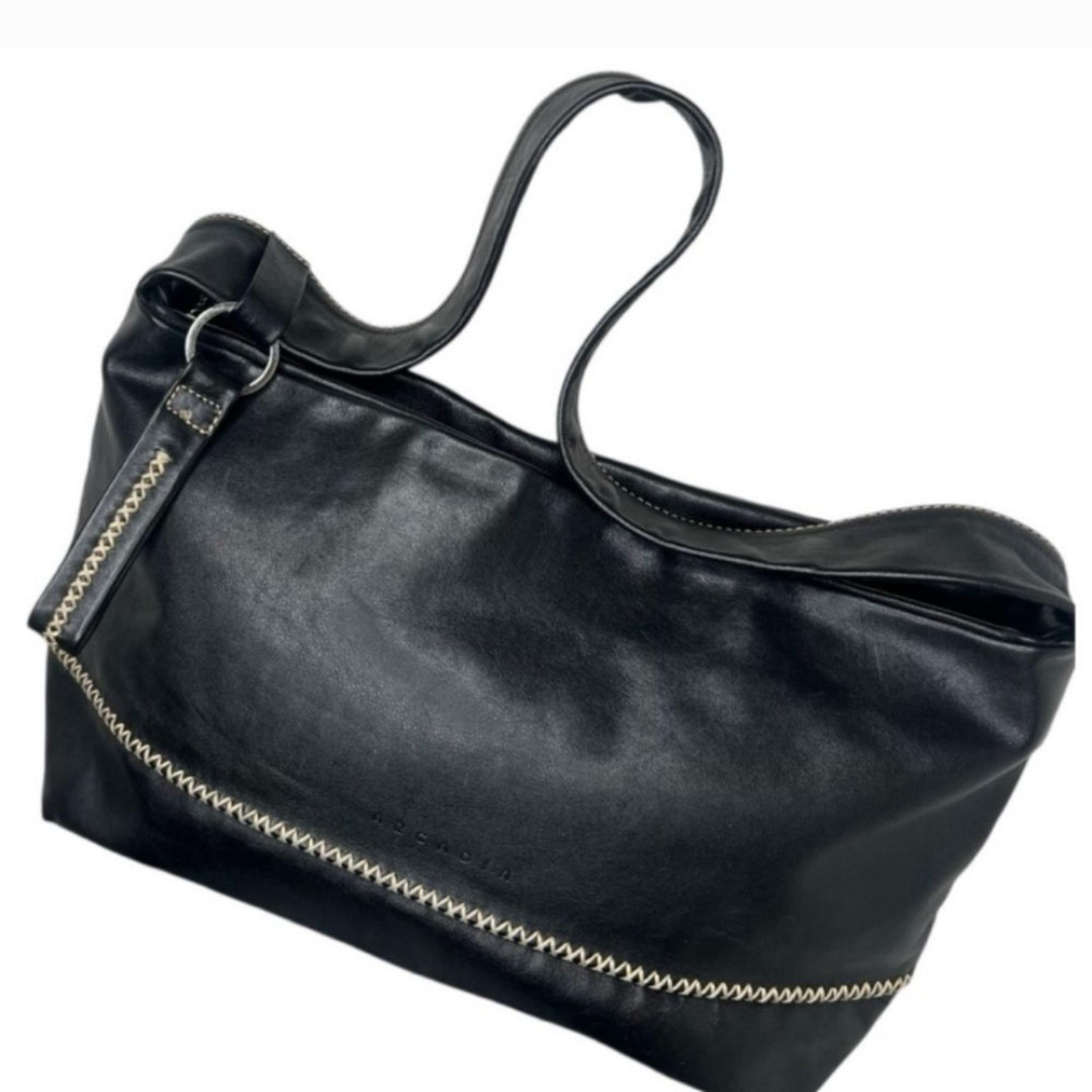 Arcadia Black Leather Hobo Bag Italy Vintage Y2K Boho Chic Leather Quiet Luxury