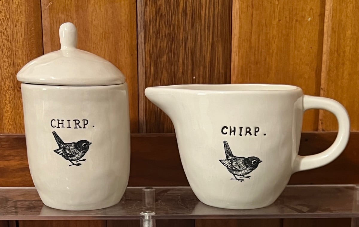 Rae Dunn Chirp cream and sugar