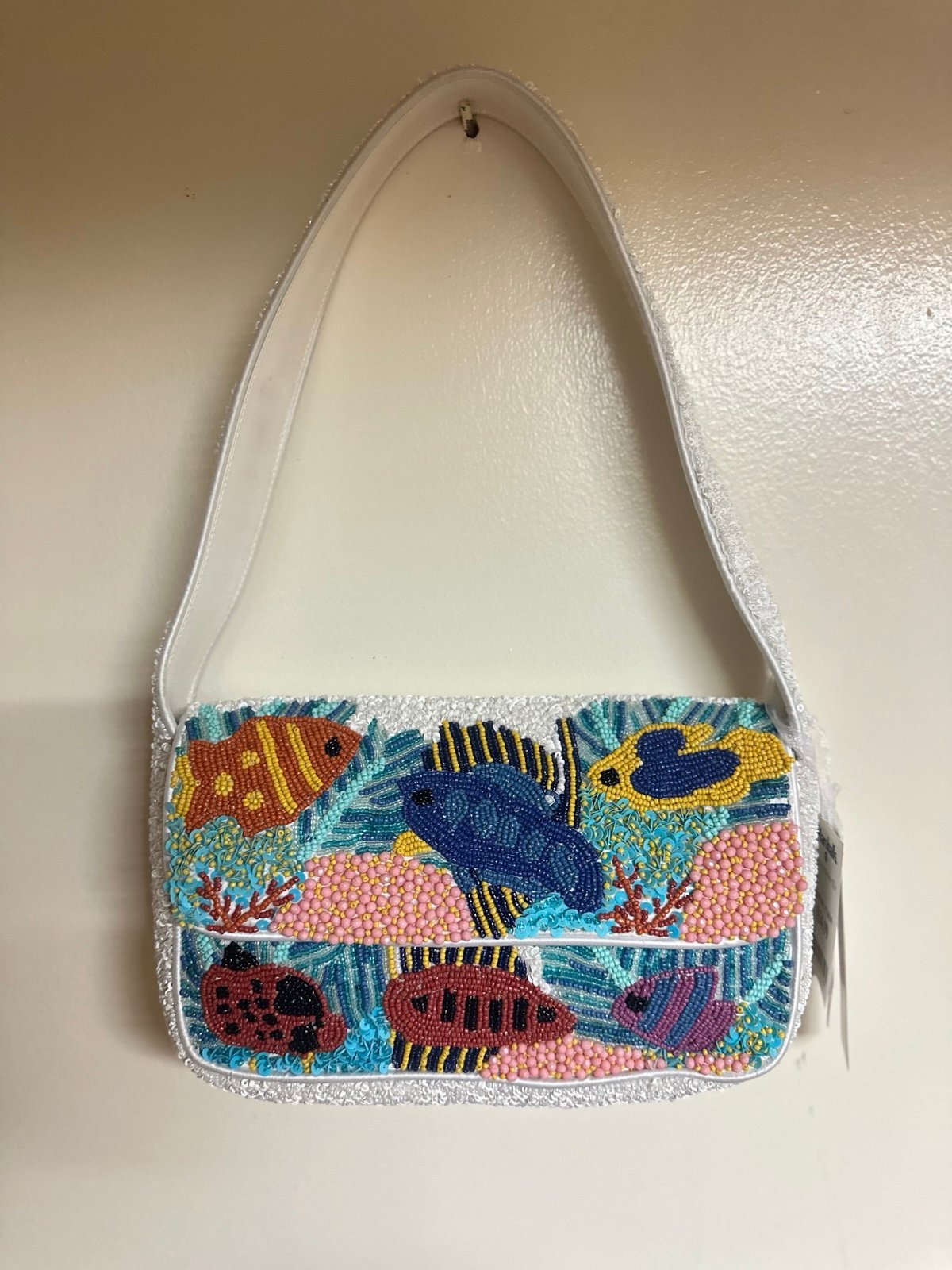 Gorgeous Handcrafted Beaded Fish Shoulder Bag