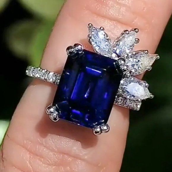 NEW Stamped 925 Silver/18K Sapphire Ring