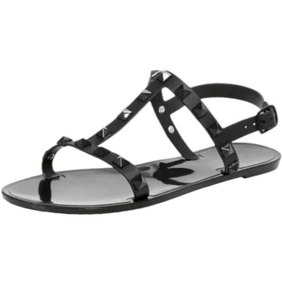 Aqua Sandalia T- Strap Jelly Sandal Black