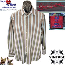 Robert Graham Vintage 43/17 L/XL Brown Blue Striped Woven Cotton L/S Paisley