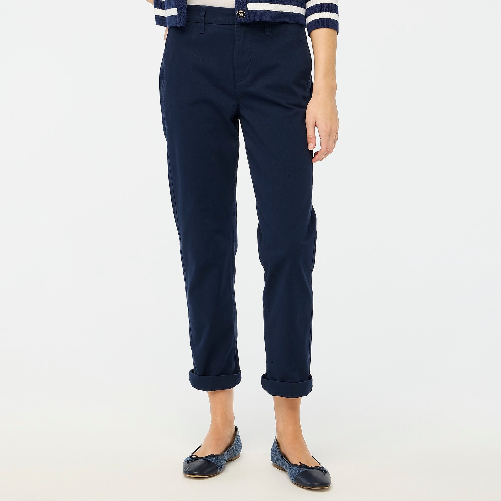 J.Crew Factory High-rise girlfriend chino pant navy 8