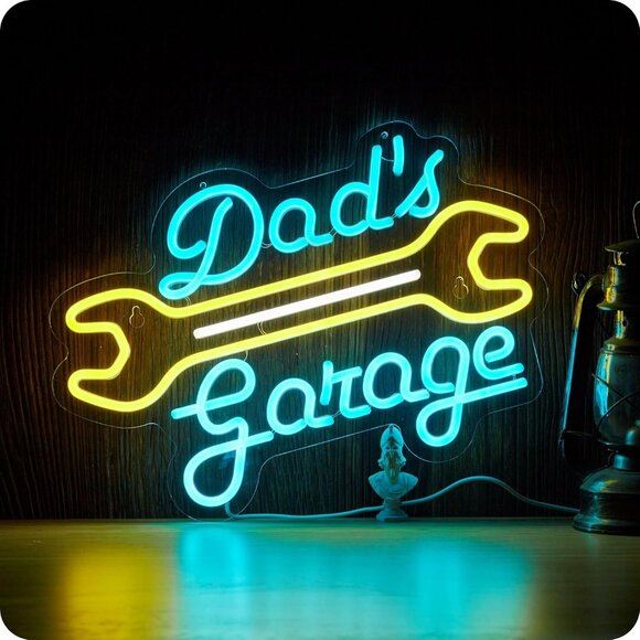 New Garage Neon Sign for Wall Decor, LED Car Light for Man Cave - 12.6x16.5Inch