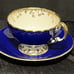 Aynsley English Bone China Cobalt Blue Gold Leaf Oban Teacup and Saucer