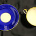Aynsley English Bone China Cobalt Blue Gold Leaf Oban Teacup and Saucer