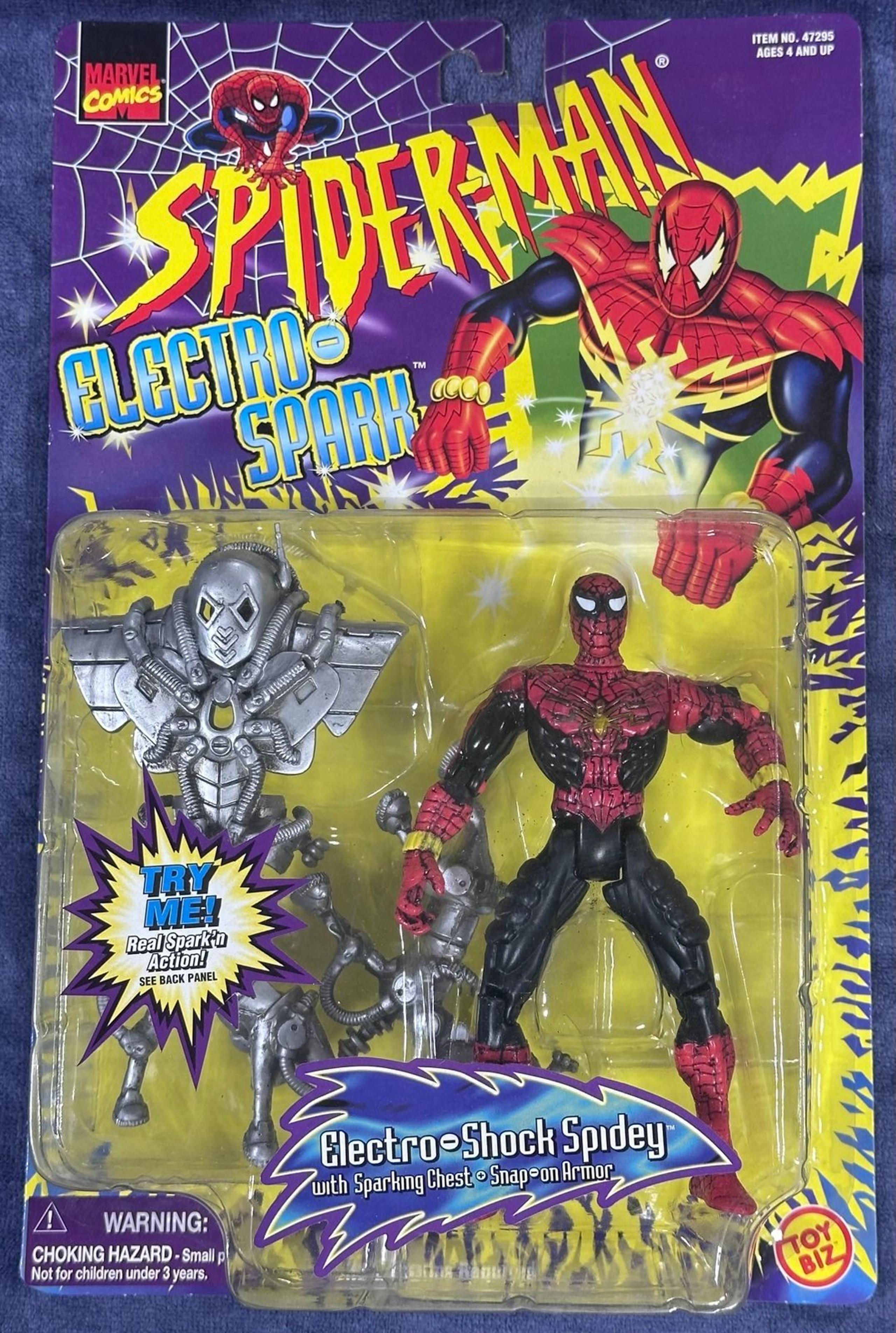 ToyBiz 1990s The Animated Series : Spider-Man action figure; Spiderman Electro