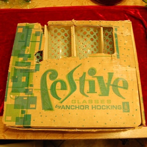 Vintage Festive Glassware Set of 8 in Box