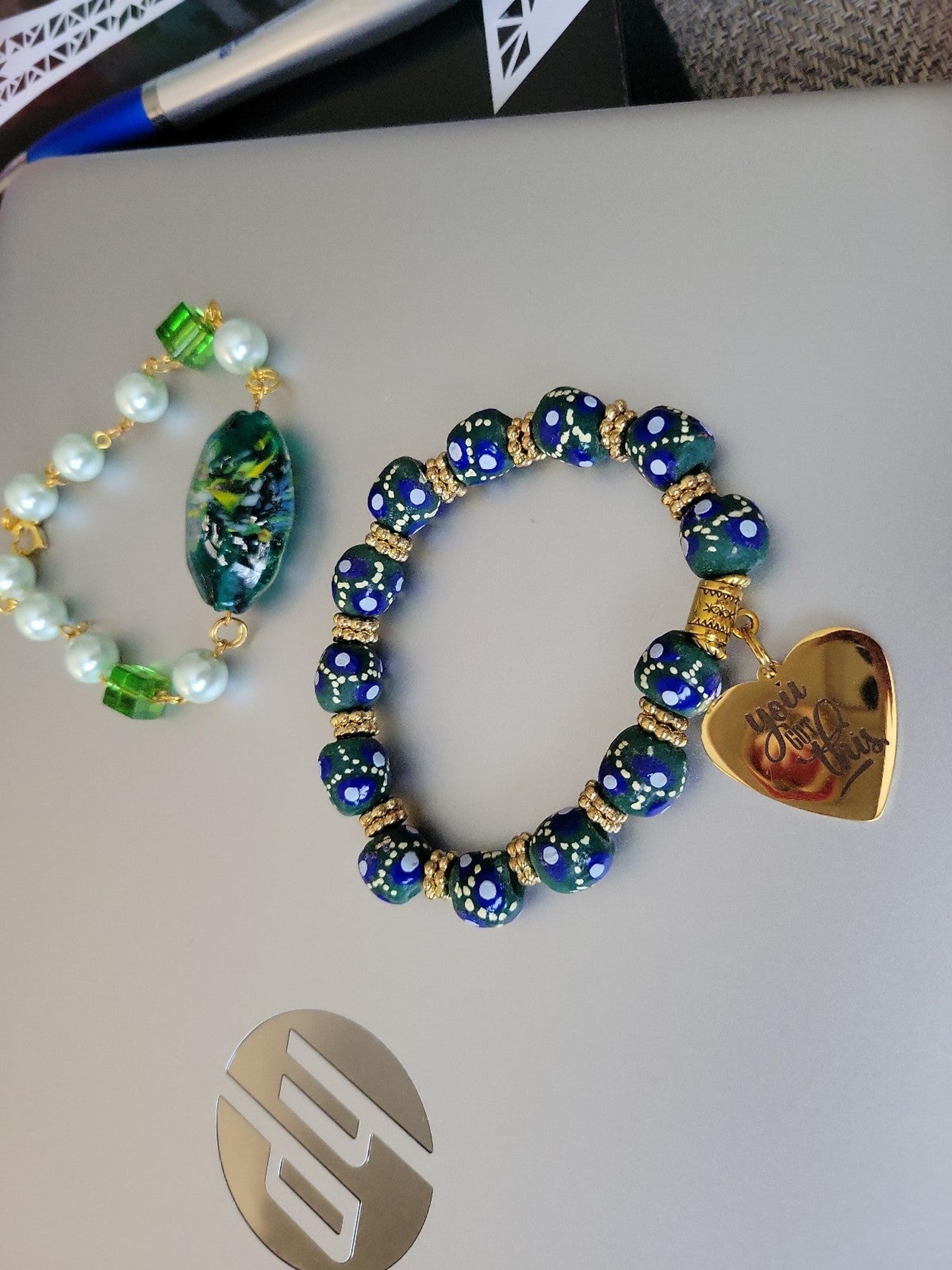 African bead n Pearl bracelet set
