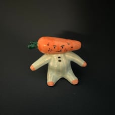 Handmade Clay Mr. Carrot - Handmade Clay Animal, Collectible Home Decor / Orname