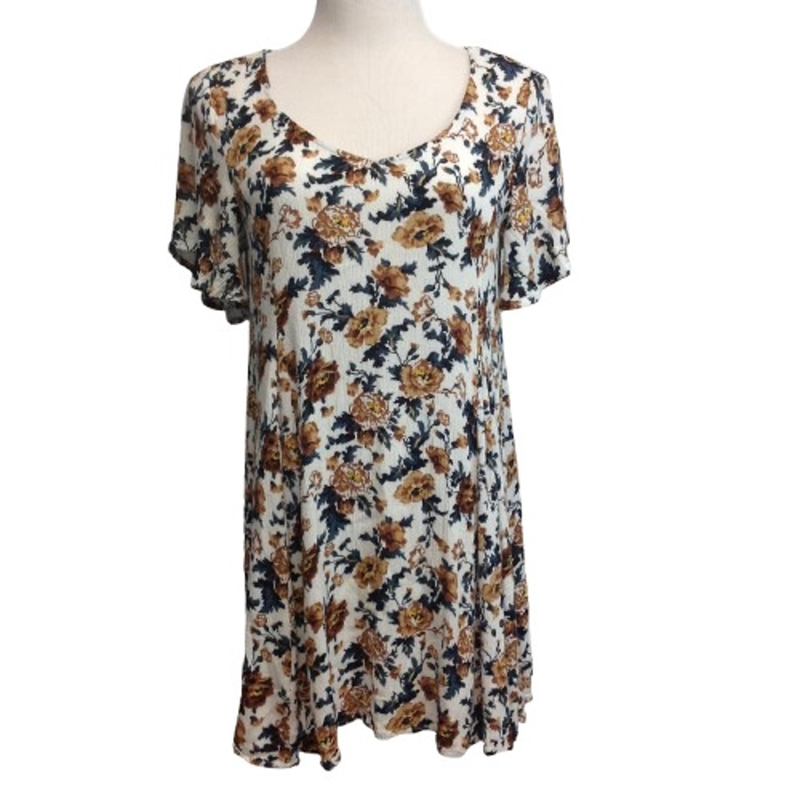Umgee Womens Ladies Casual Floral Flutter Sleeve Short Dress Size Small