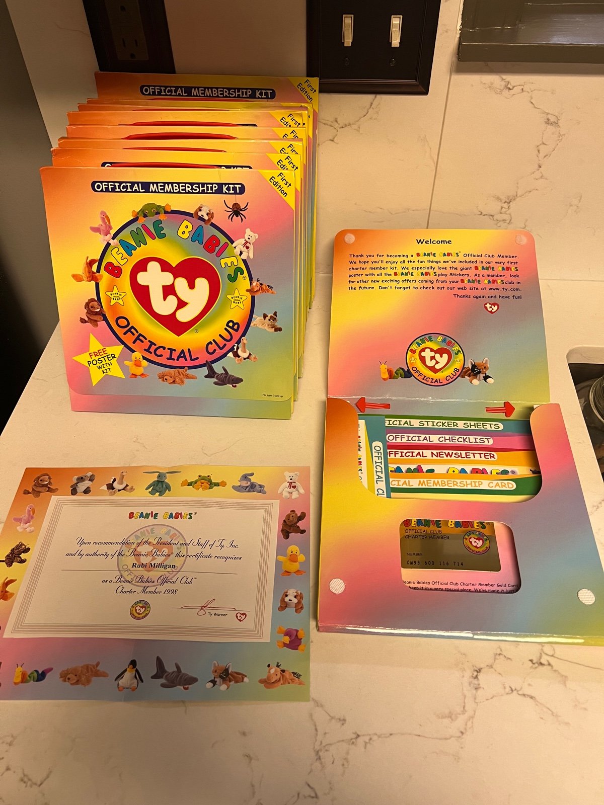 9 Vintage First Edition TY BEANIE BABY MEMBERSHIP KITS STICKERS DOOR HANG More