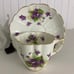 Victoria Bone China England C & E Violet Cup and Saucer #390 White Purple Flower