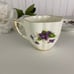 Victoria Bone China England C & E Violet Cup and Saucer #390 White Purple Flower
