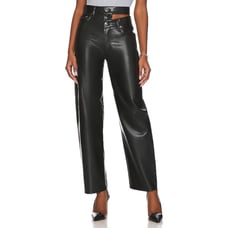 AGOLDE Broken Waistband Pant Womens 28 Detox Black Recycled Leather Straight NWT