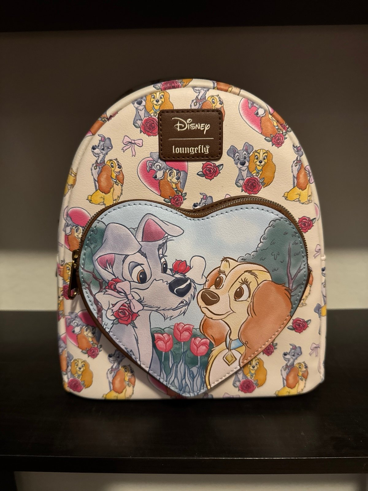Loungefly Disney Lady & The Tramp Hearts & Roses Mini Backpack NWT