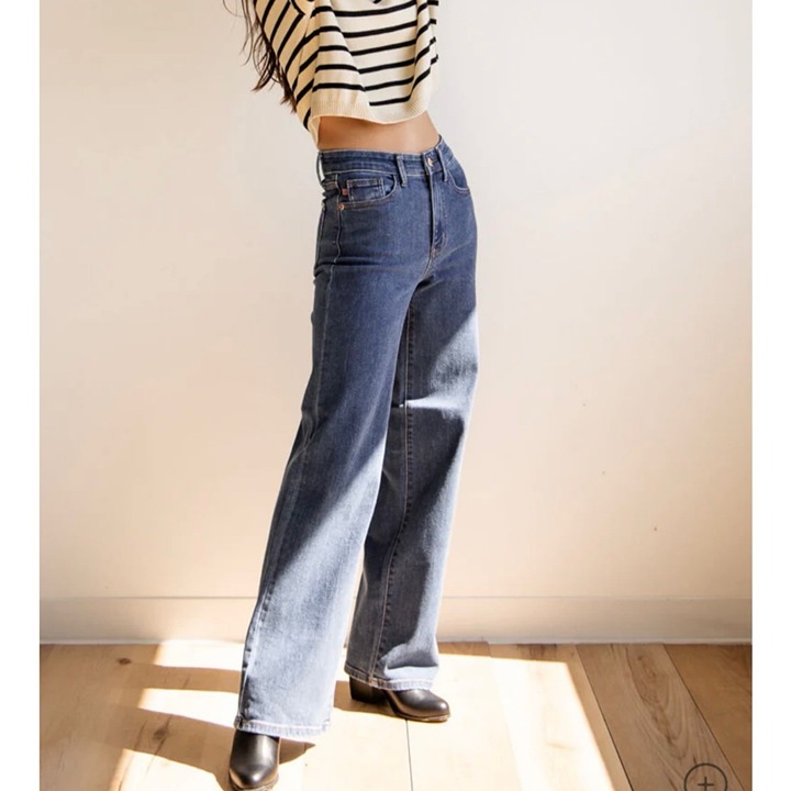 Judy Blue High Rise Vintage Wide Leg Jeans Medium Wash 7/28