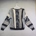 Vintage Alan Stuart Sweater Men's M V-Neck Black Patchwork Eclectic Grandpa