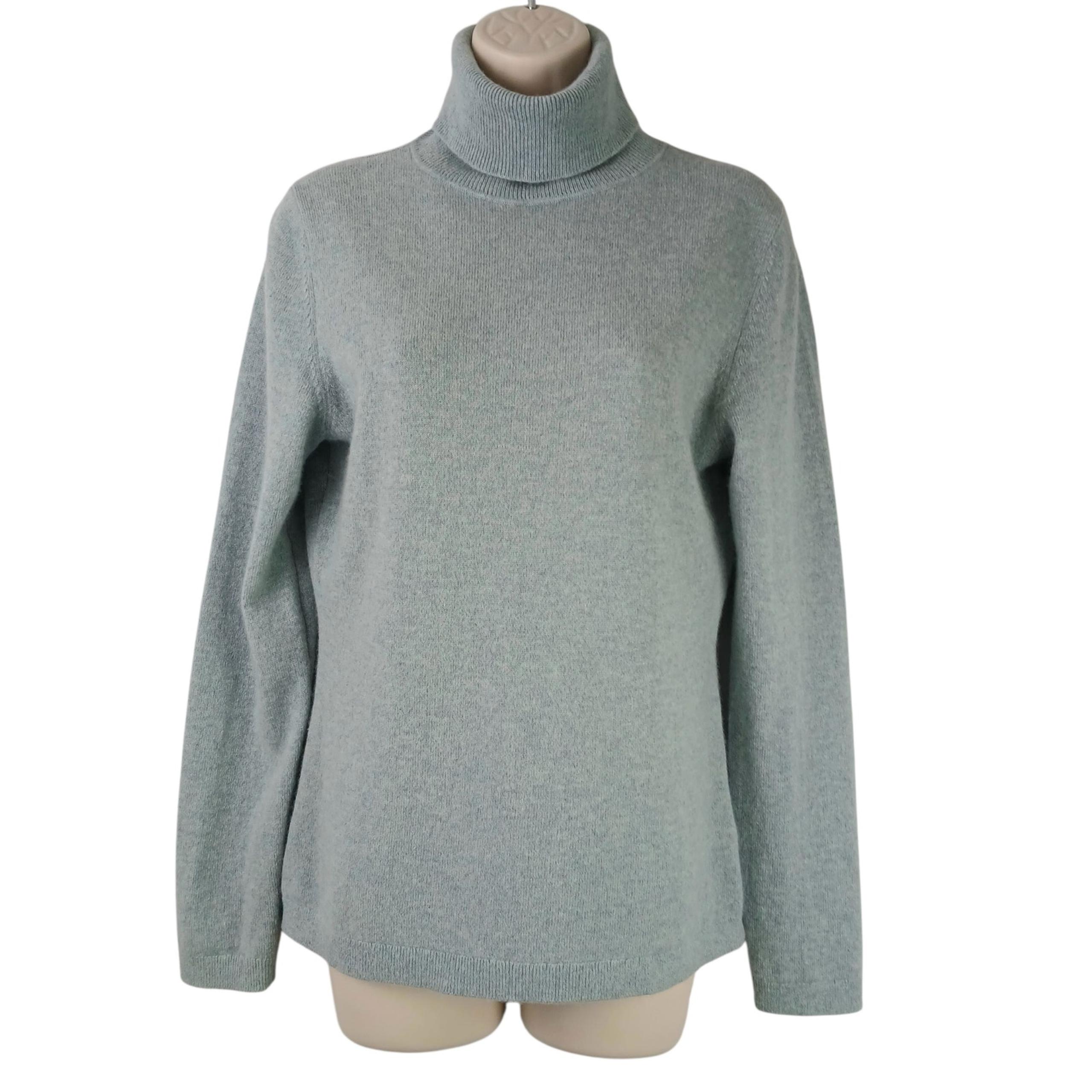 Garnet Hill SZ M Essential Cashmere Turtleneck Sweater Soft Jade Heather NWOT