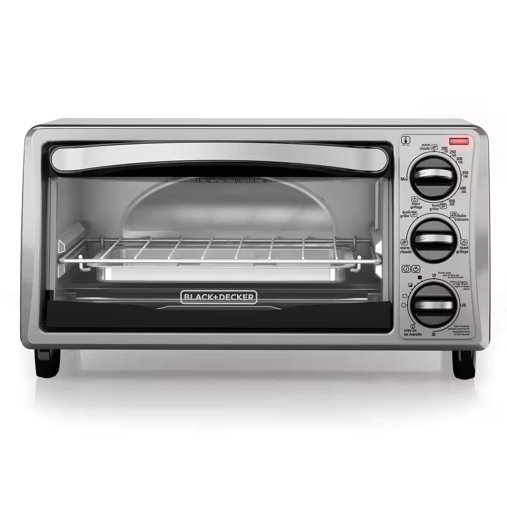 BLACK+DECKER 4-Slice Toaster Oven, Even Toast Technology, Fits a 9 Pizza, Black