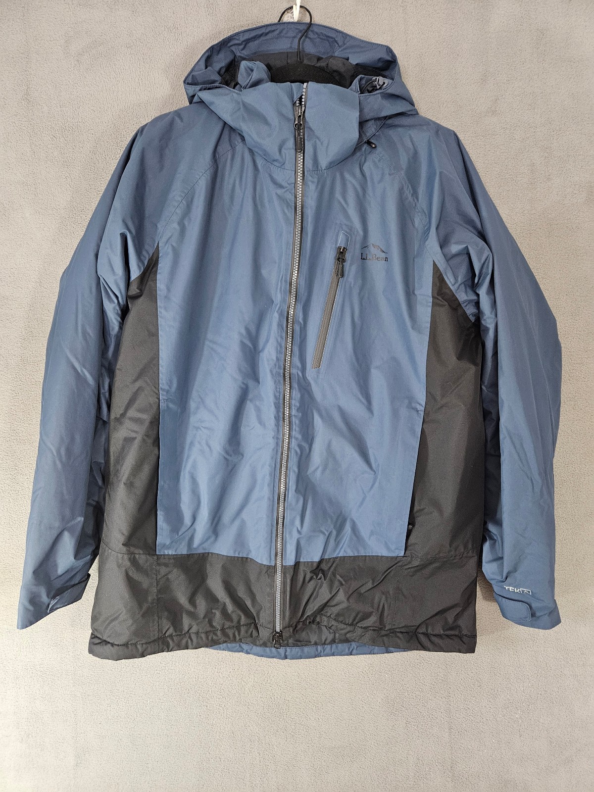 LL Bean Men's Wildcat Waterproof Ski Jacket Blue Black Size Large Coat Full Zip