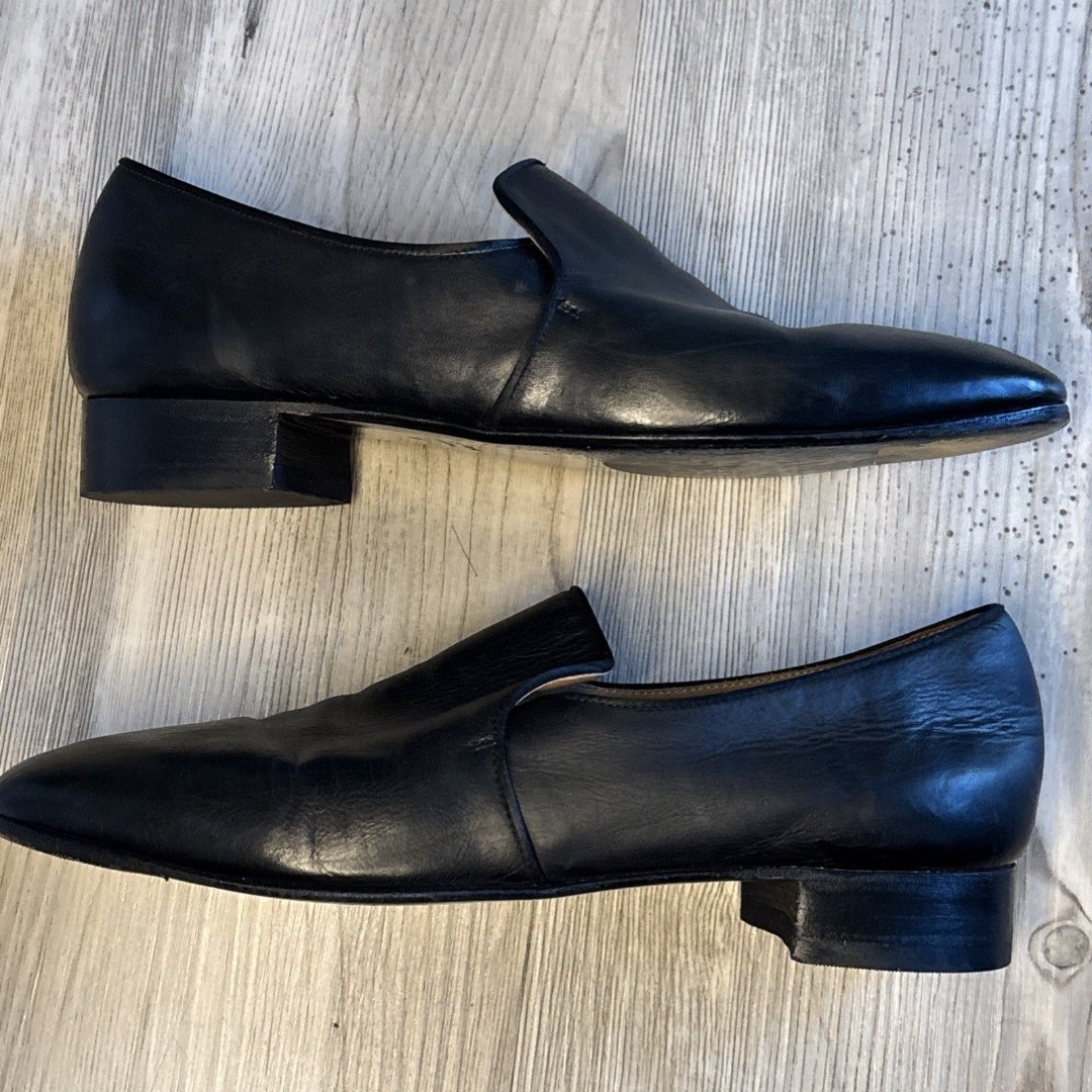The Row Alys Black Leather Venetian Italian Loafers Size 38 (US 7.5)