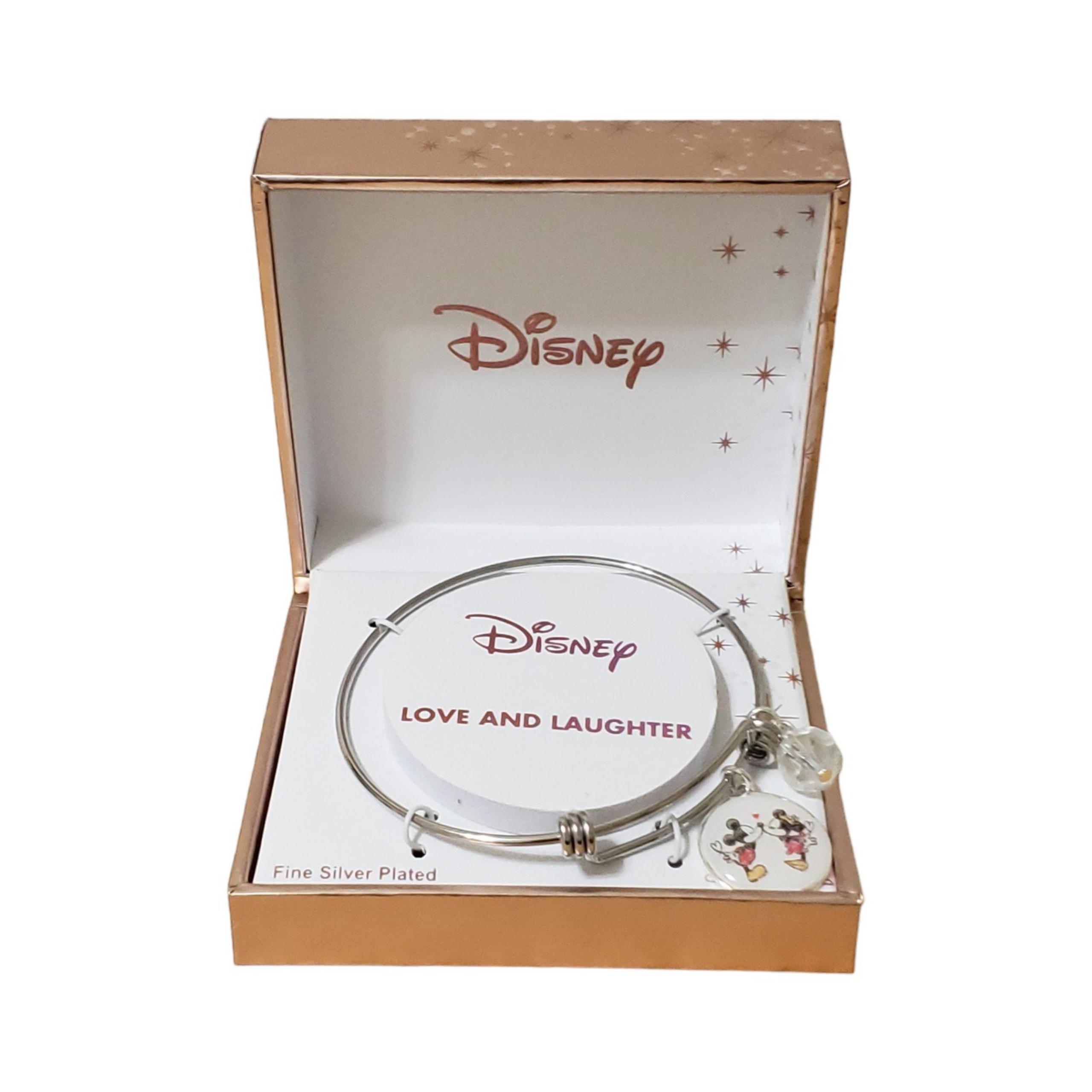 Disney Mickey Mouse Fine Silver Plated "Love and Laughter" Bracelet