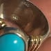 Vintage 14k yellow gold 950 Sterling Silver and turquoise blue gem ring Sz 7.25