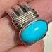 Vintage 14k yellow gold 950 Sterling Silver and turquoise blue gem ring Sz 7.25