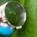 Vintage 14k yellow gold 950 Sterling Silver and turquoise blue gem ring Sz 7.25