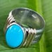 Vintage 14k yellow gold 950 Sterling Silver and turquoise blue gem ring Sz 7.25