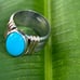 Vintage 14k yellow gold 950 Sterling Silver and turquoise blue gem ring Sz 7.25