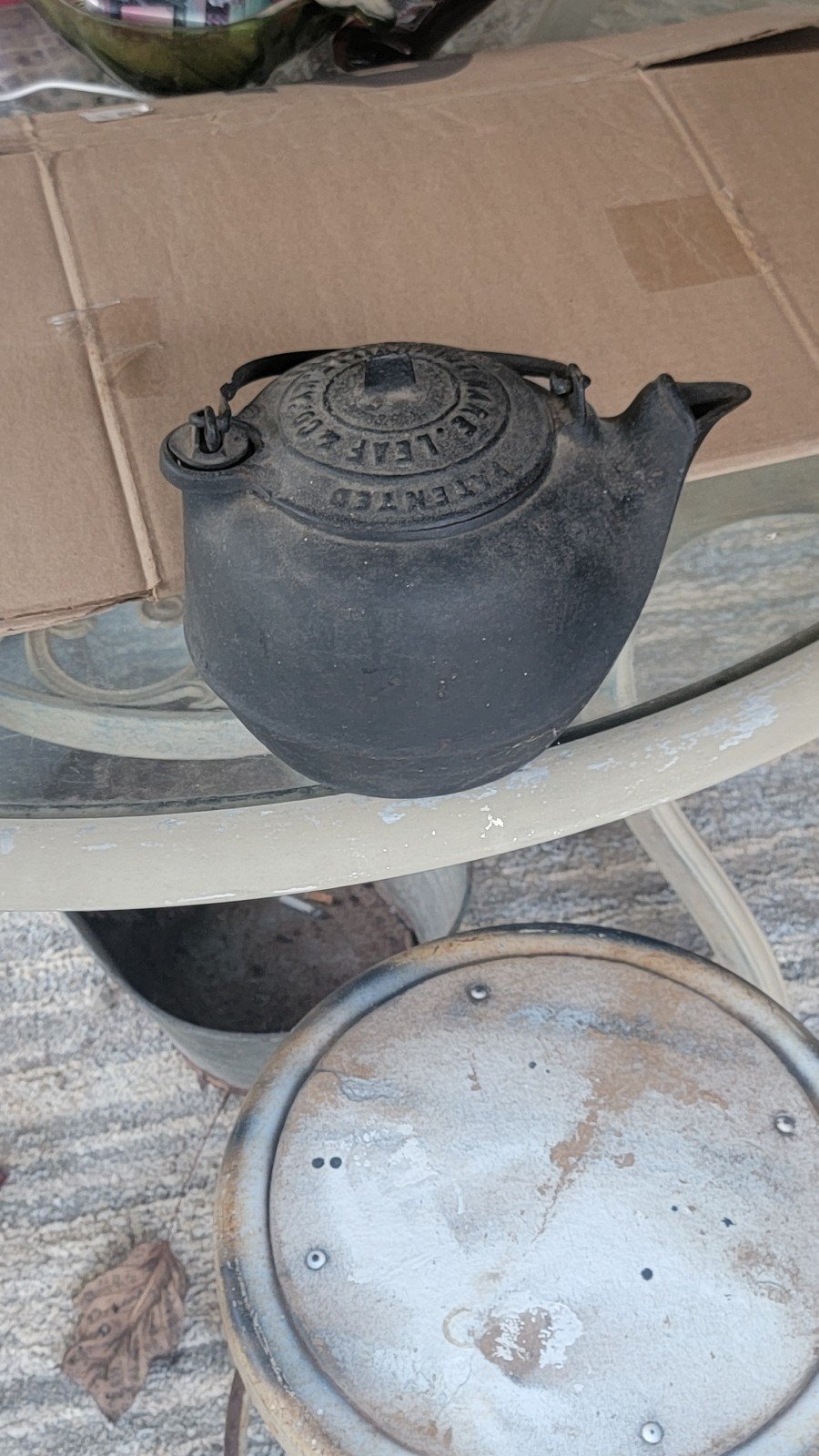Vintage Ware Leaf Cast Iron Tea Kettle Large Swivel 1863 Louisville Kentucky
