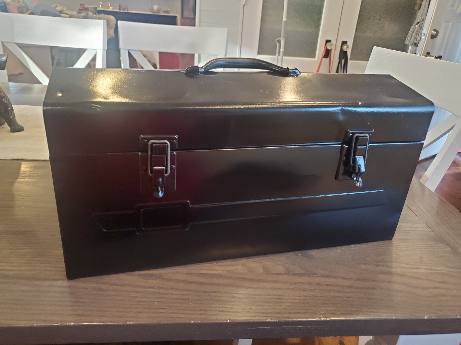 Beautiful 1950's Vintage Union/Ford Tool Box Tool box , Black/Silver Metallic St