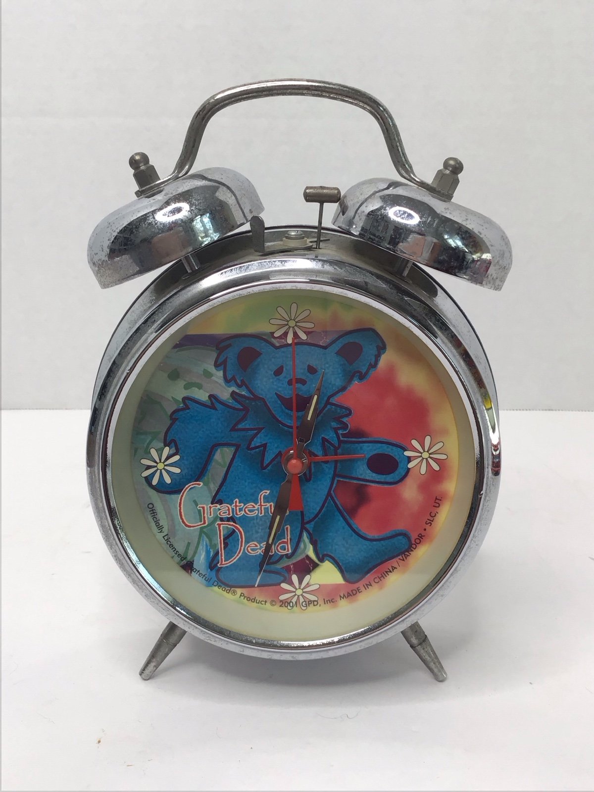 Clock Rare Grateful Dead Dancing Bear vintage Twin Bell Alarm Clock 2001 READ