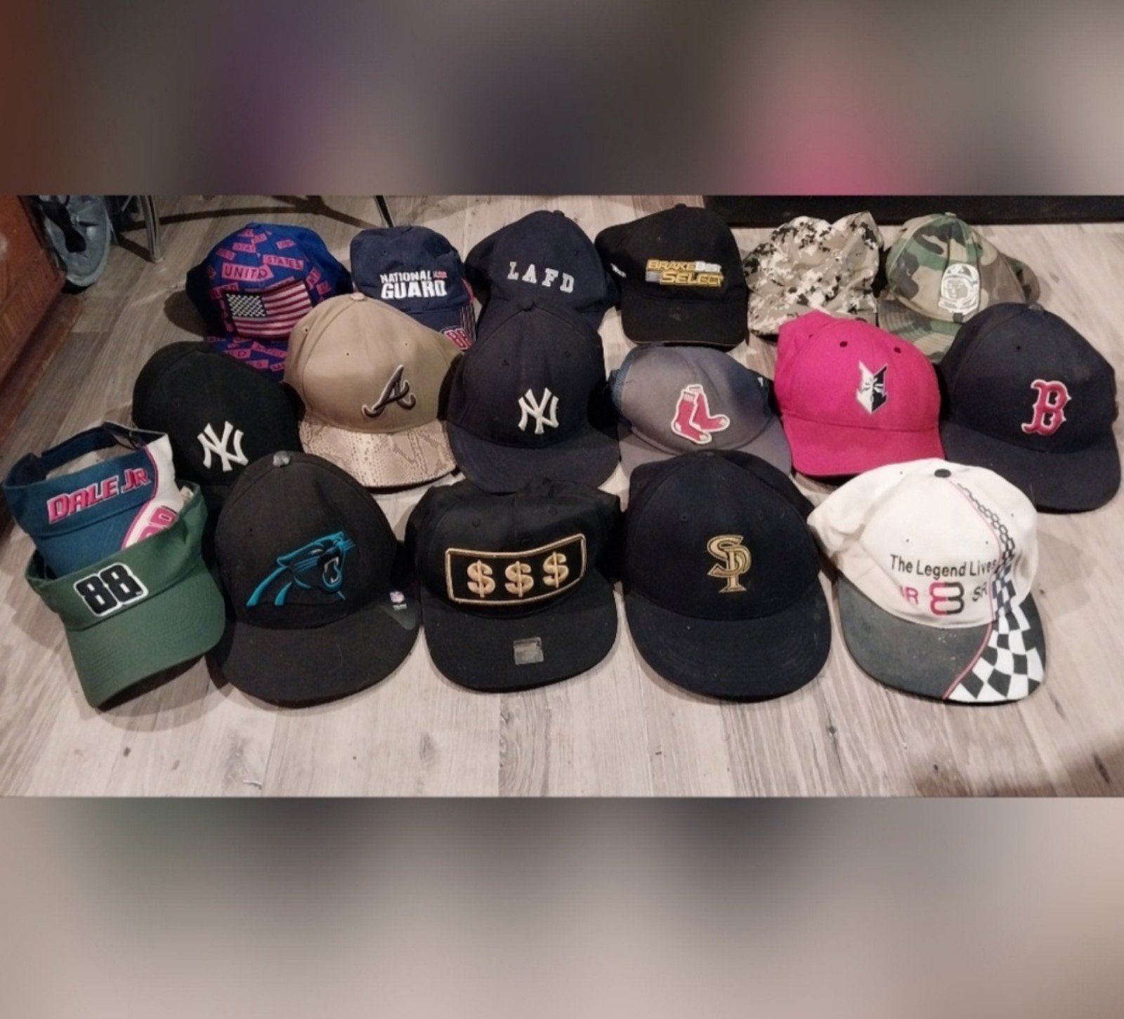 Assorted hats. MLB, NFL, Nascar, and others