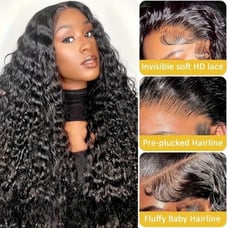 30 Inch 250% HD Wet And Wavy Lace Front Wig Human Hair Deep Curly Lace Front Wig