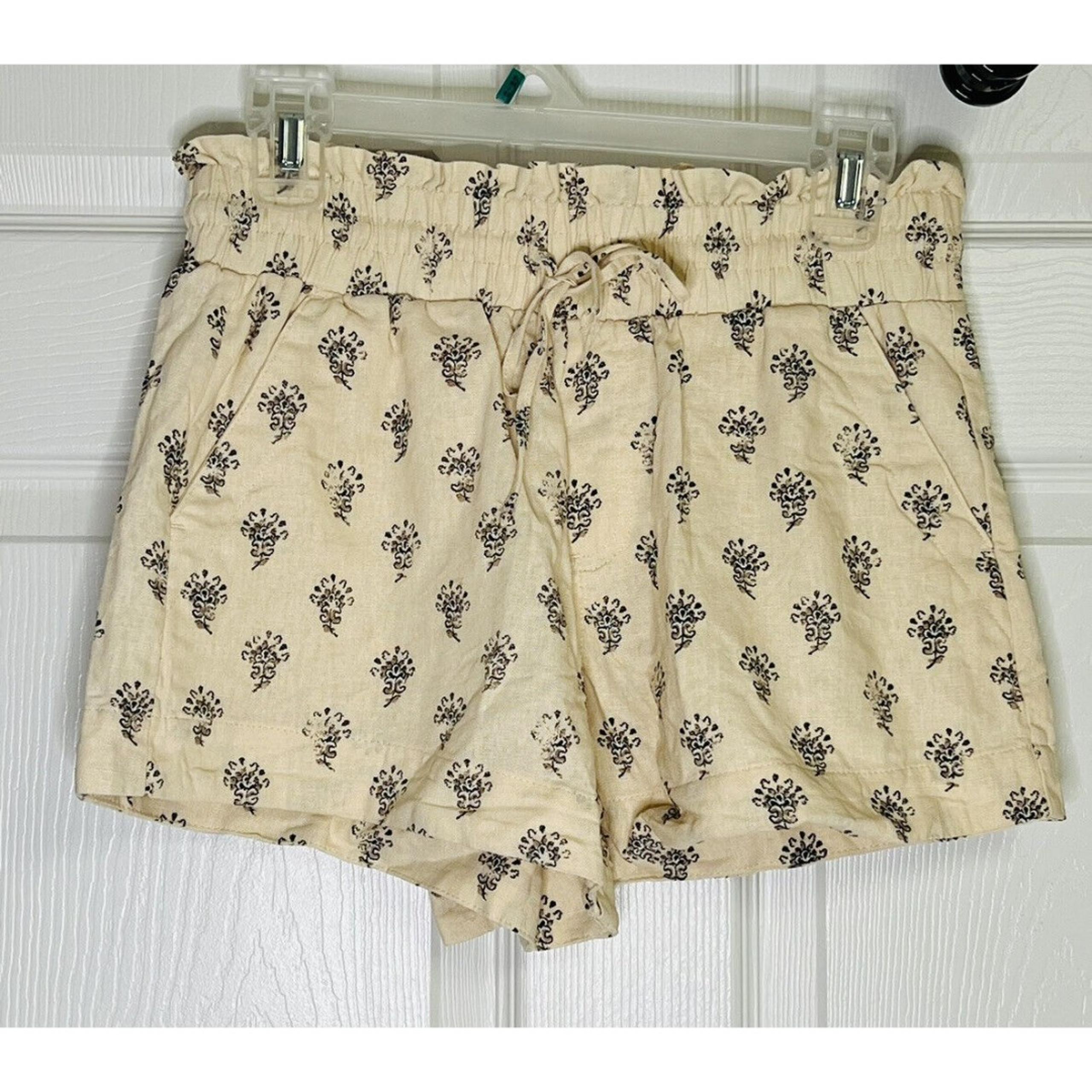 A New Day Linen Blend Shorts Womens Small S Beige Paperbag High Waisted
