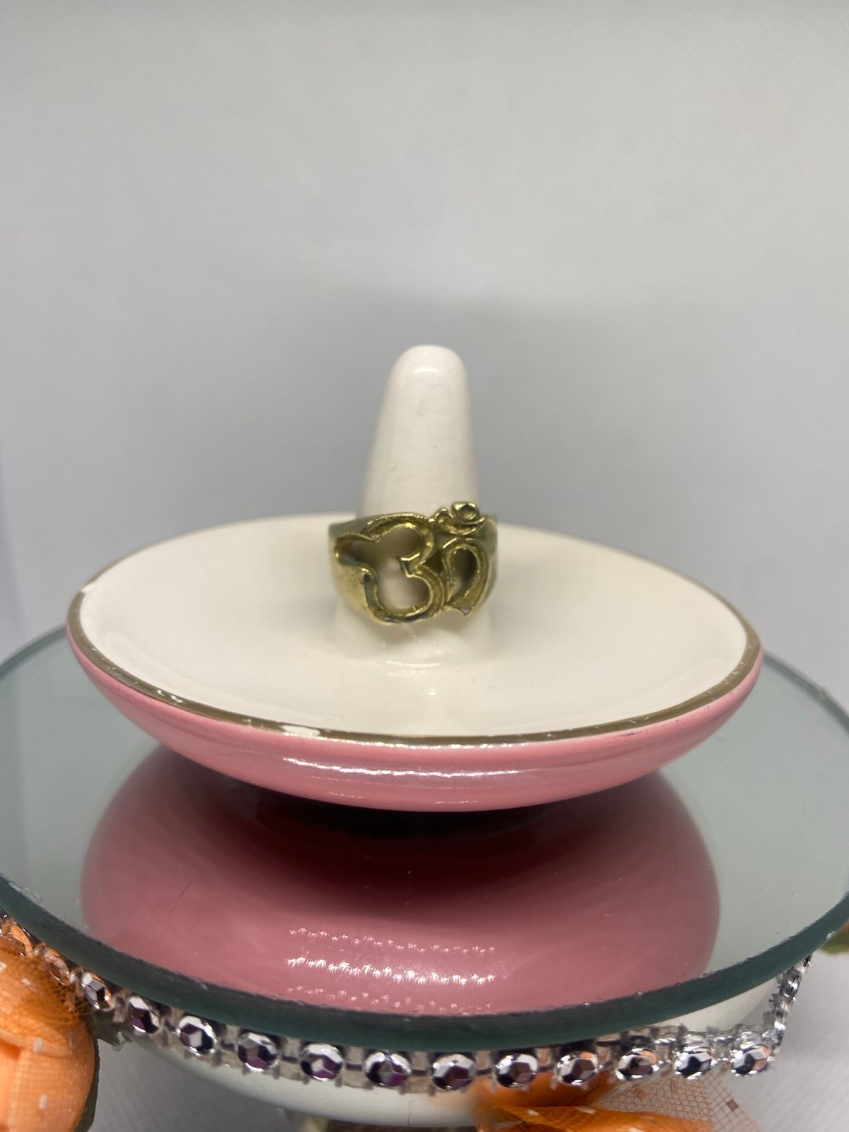 Vintage Om Brass Religious Meditation Ring Size 7