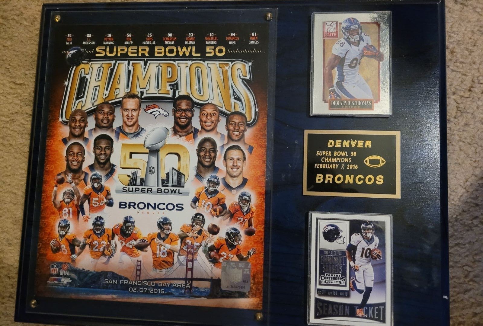 Super Bowl 50 Memorabilia Plaque