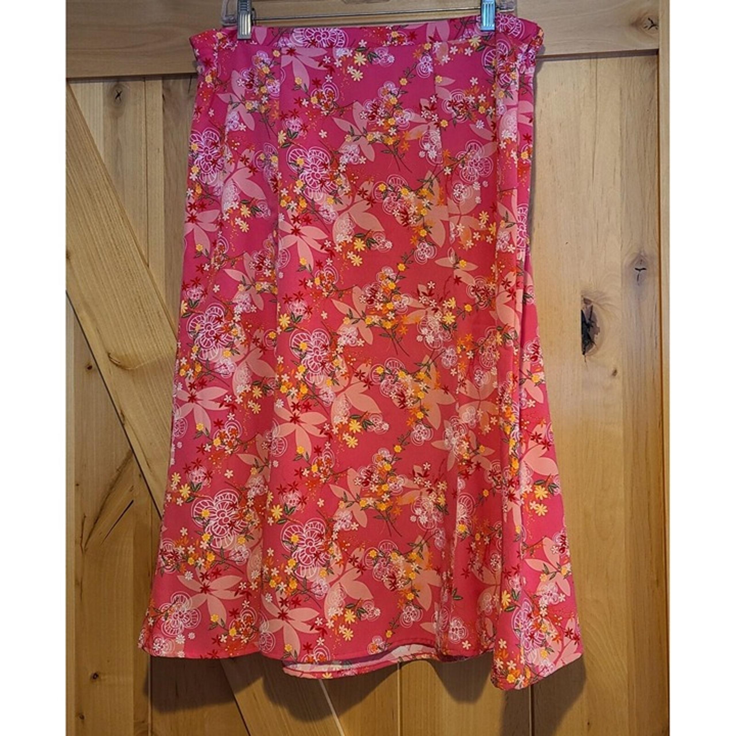 Christopher Banks Skirt Women 16 Pink Floral Flare Elastic Zip Knee Quirky