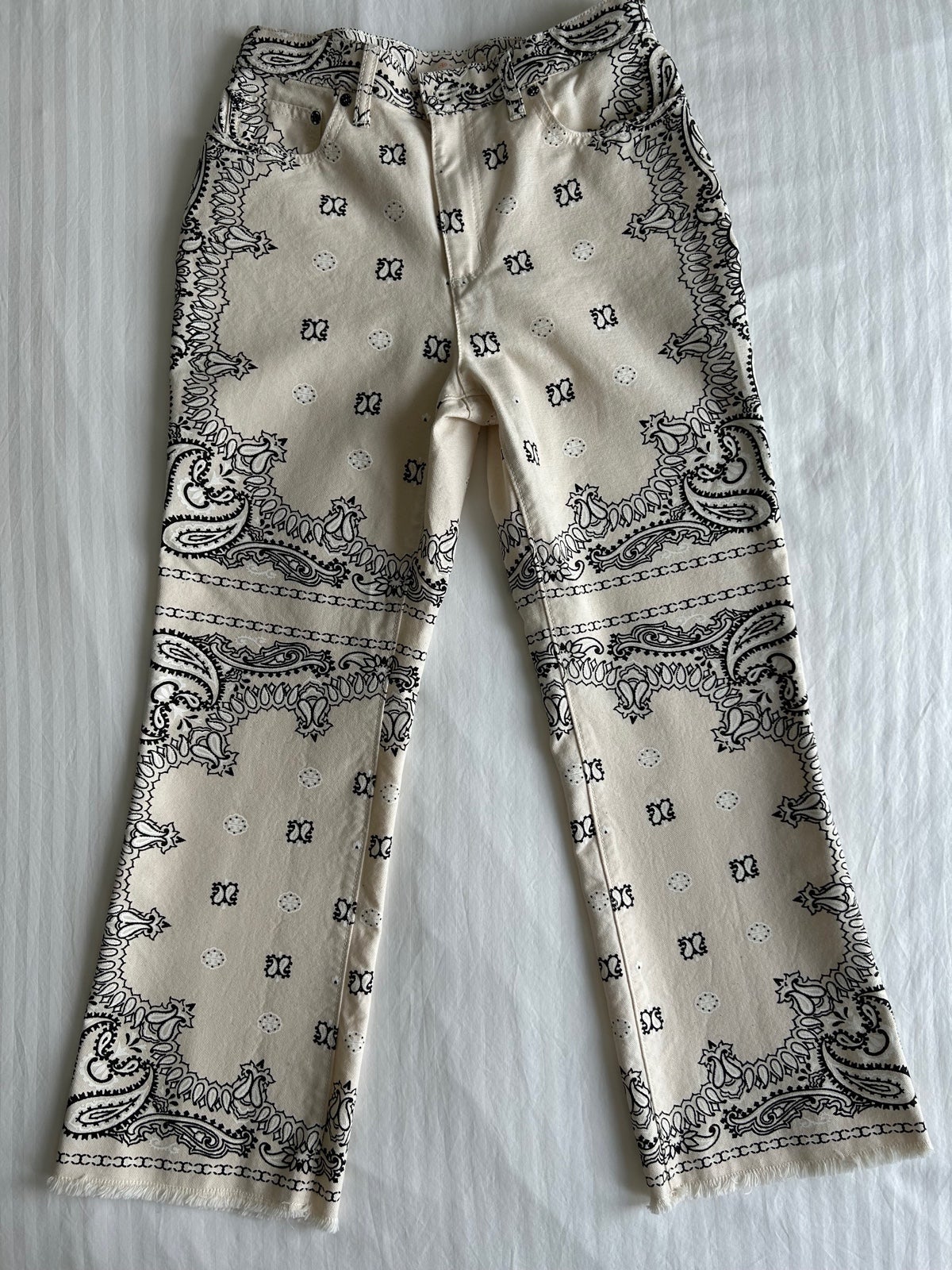 Tory Burch bandana-print denim pants, size 28 