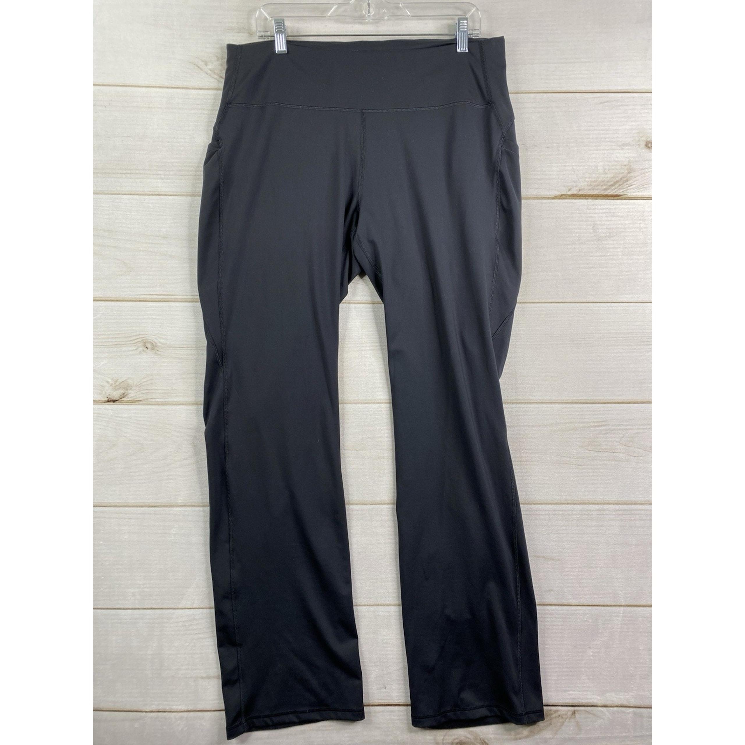 All In Motion Leggings Womens L Black High Rise Straight Leg Pockets Pull On
