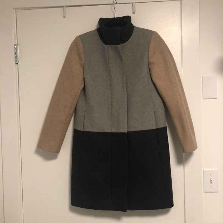 J.Crew Color Block Funnel Neck Coat