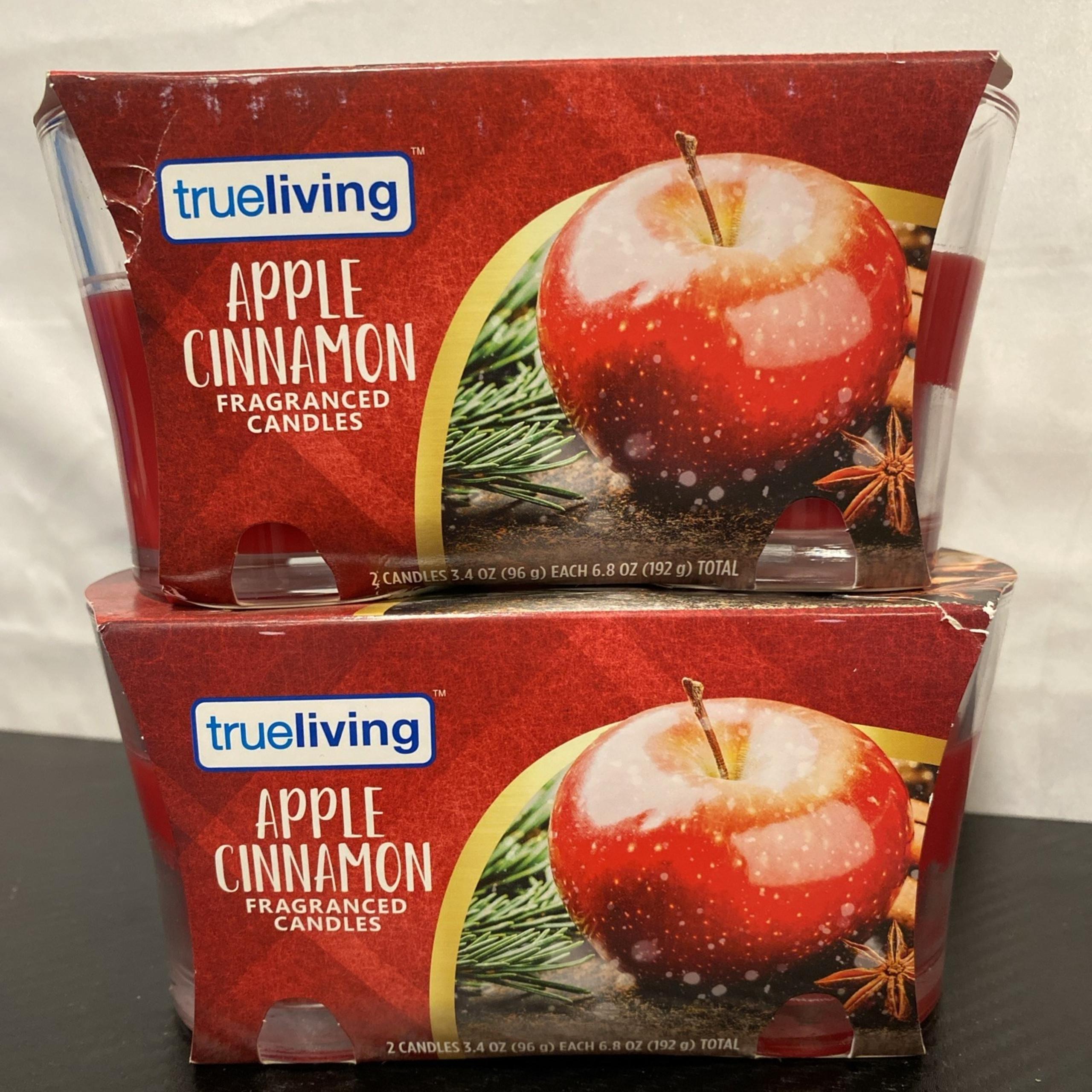 2 -2pk True Living Apple Cinnamon Scented Candles