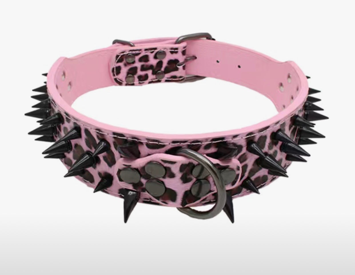 Pet Leather Studded Adjustable Collar, Ex-Small