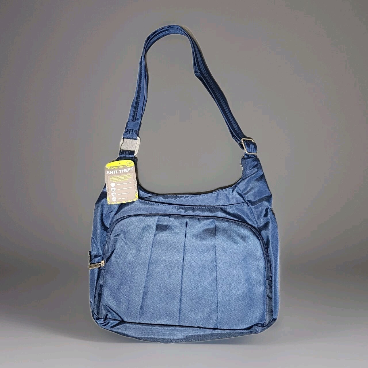 Travelon Anti Theft Hobo Crossbody Adjustable Shoulder Bag Blue NEW