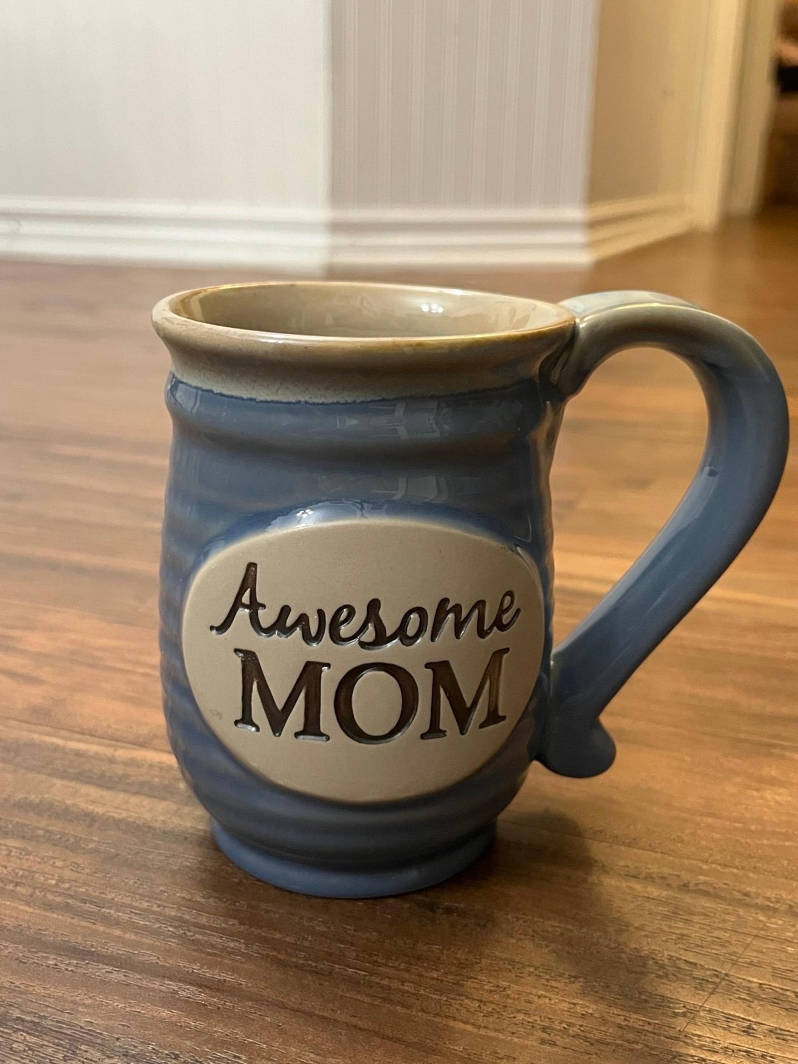 Awesome Mom Blue Pottery Mug