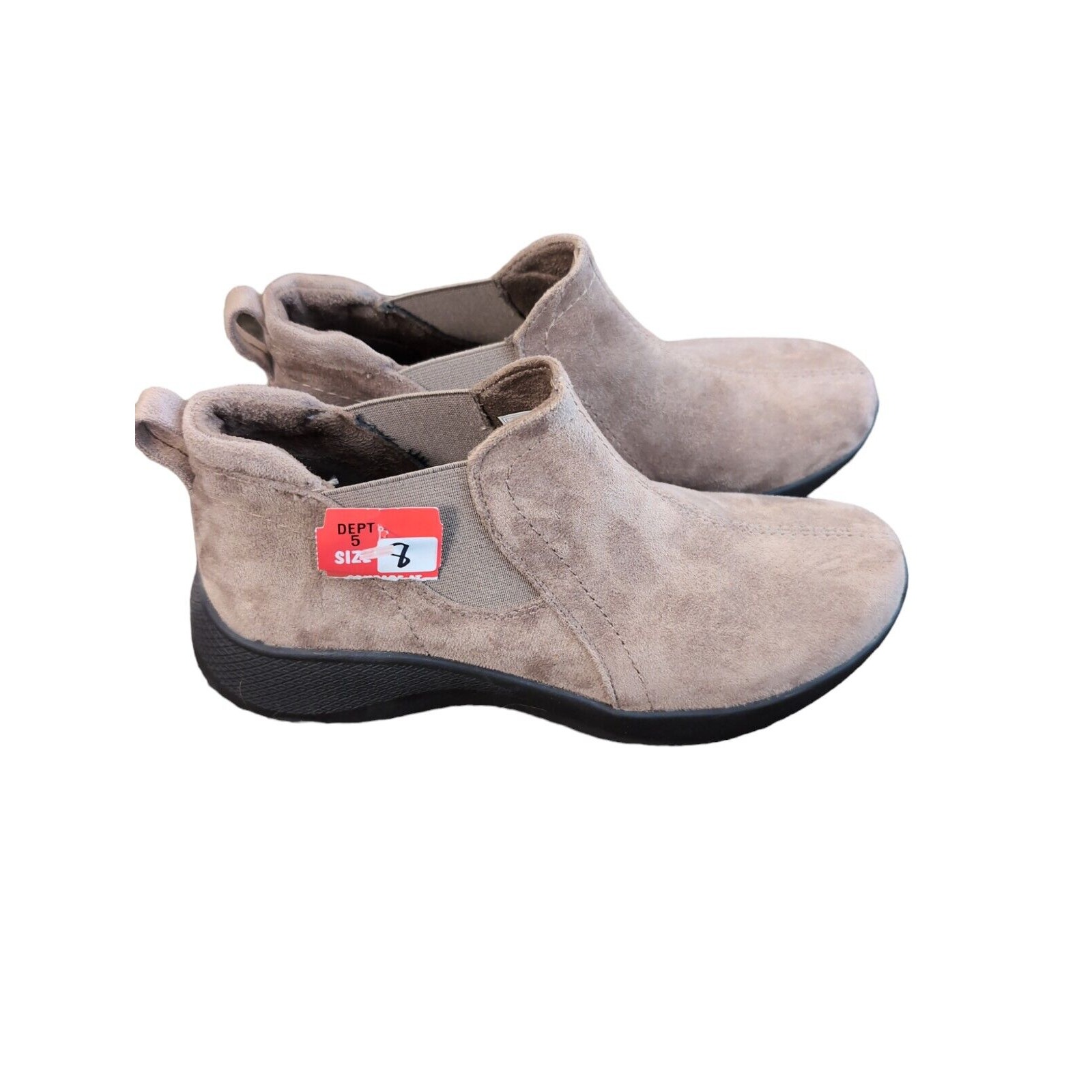 Earth Origins Drift Dax Water Resistant Suede Booties Ankle Boots Taupe