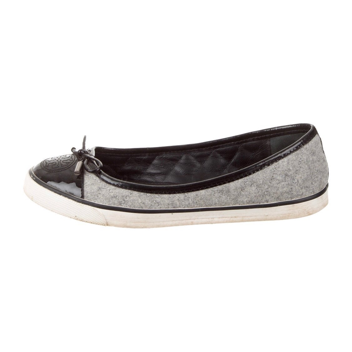 Tory Burch Quilted Felt Flats w/ Logo 6/